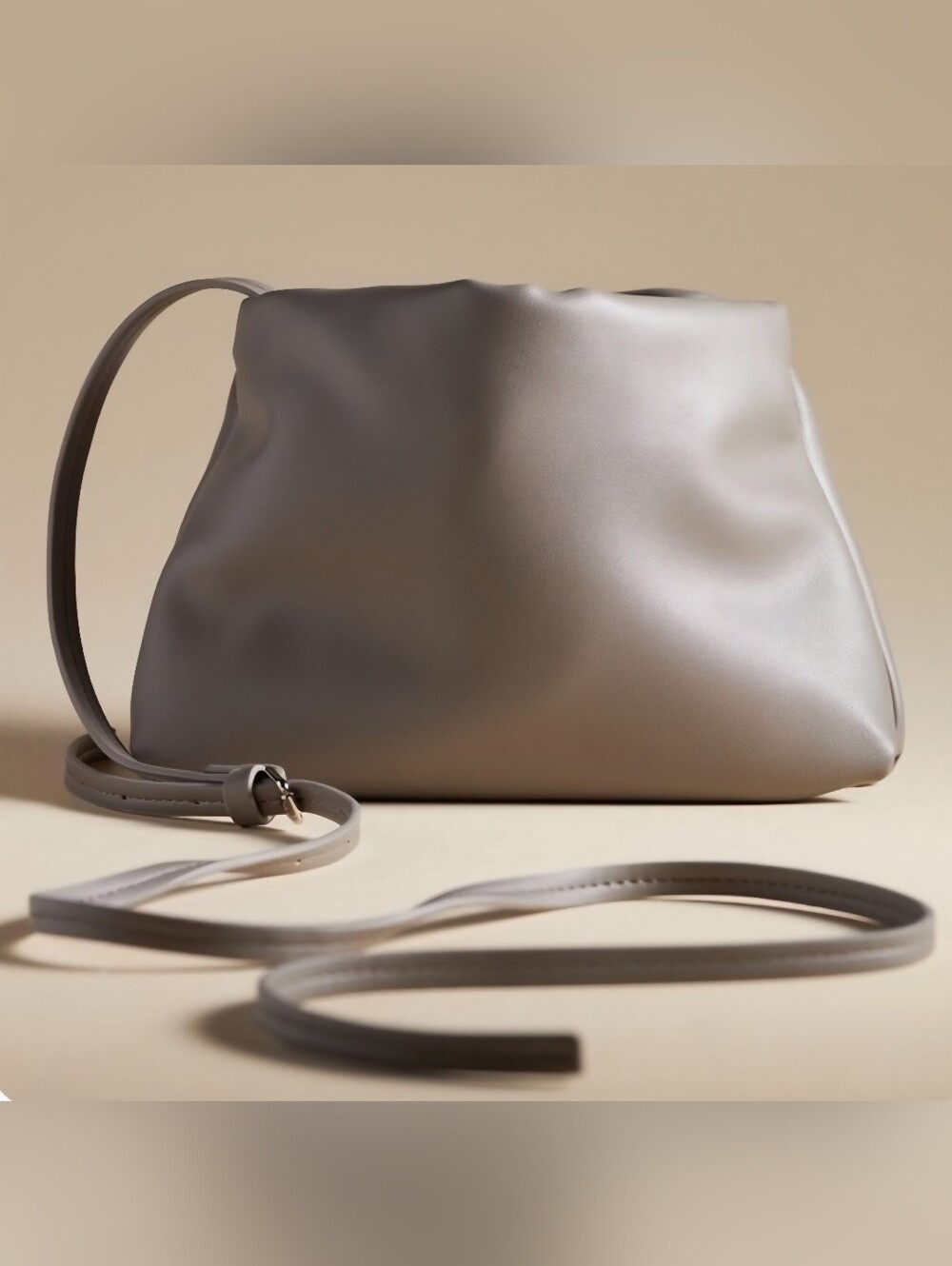 By Anthropologie Cinched Faux-Leather Clutch In Grey
